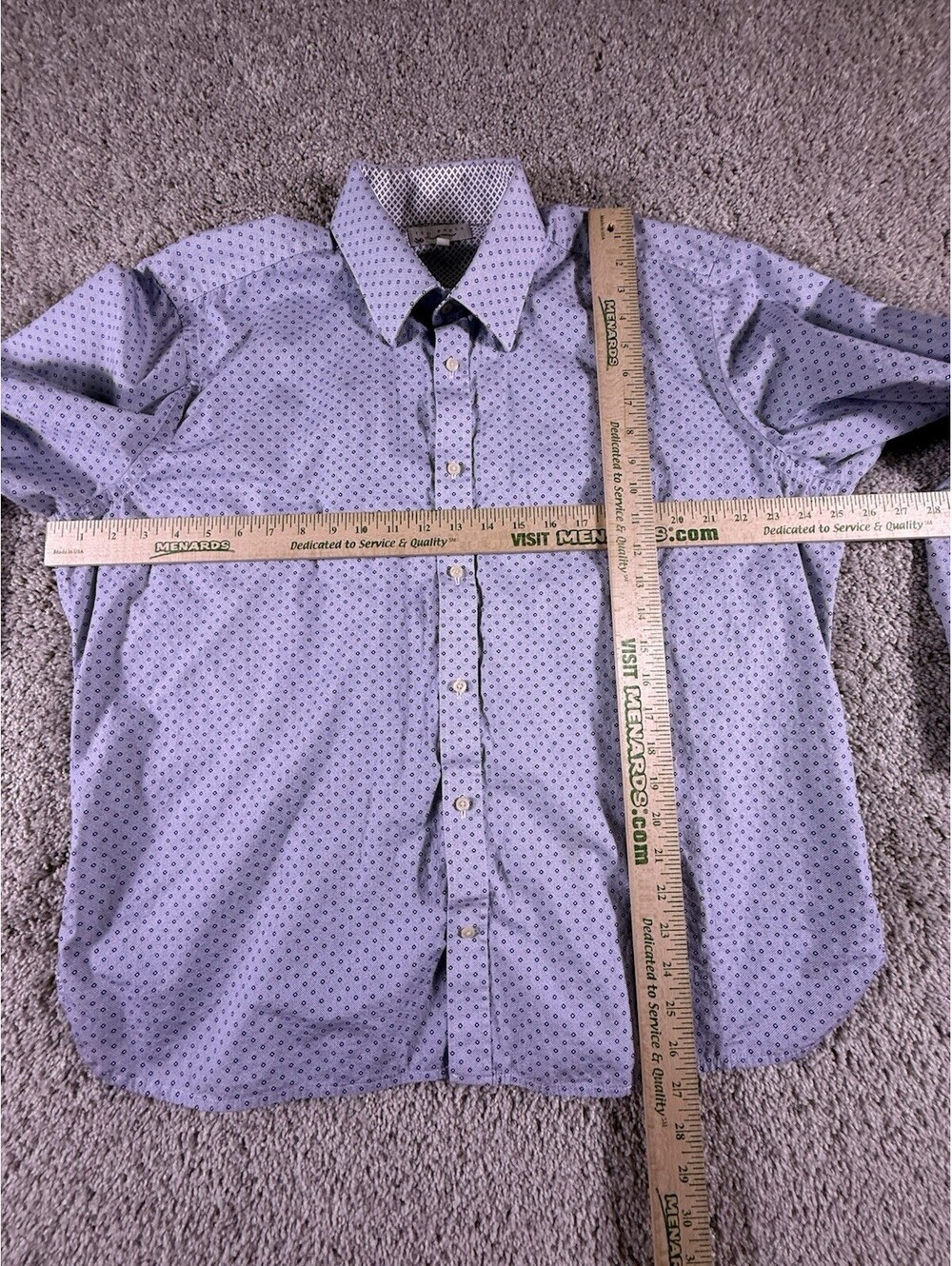 Ted Baker Blue Men's Button Up Dress Shirt With Reversible Cuffs -- Size 17.5